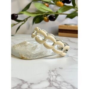 Vintage Cream Enamel Hinge Bracelet